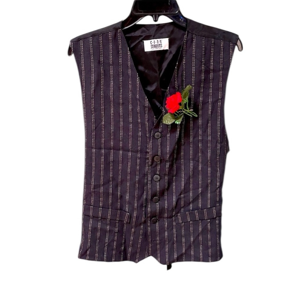 Unisex City Streets Pinstriped Vintage Button Down Costume Vest Size Medium